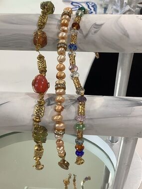 Gold-Accent Pearl & Multicolor Crystal Stackable Bracelet Set - Women's